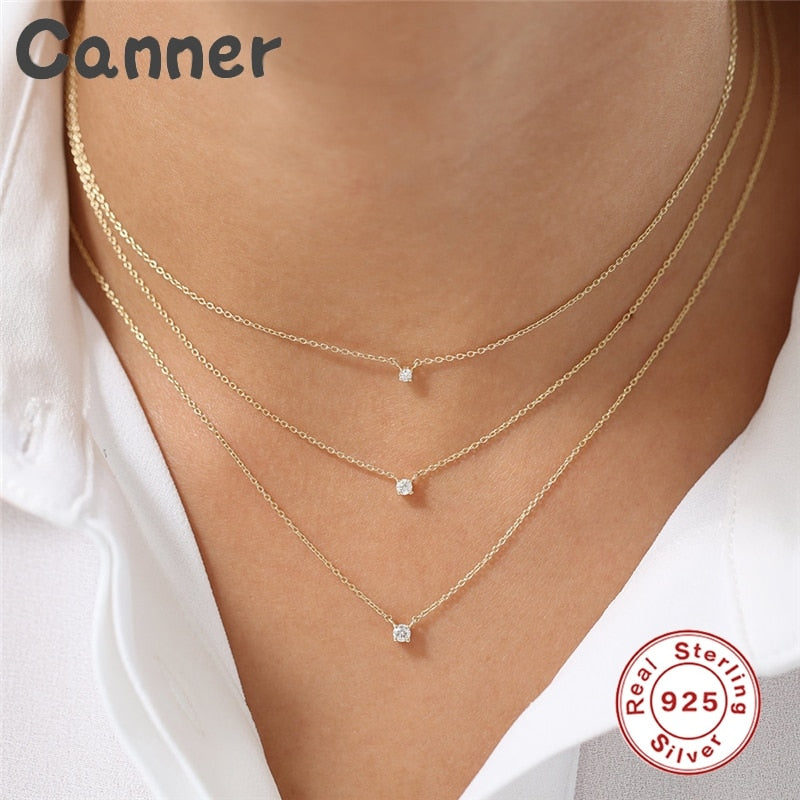 925 Sterling silver Necklace Rhinestone Crystal Necklaces For Women Cubic Zircon Choker Necklaces Wedding Collier Femme Gift A40