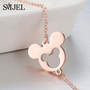 SMJEL Stainless Steel Mickey Bracelets for Women Everyday Jewelry Cute Geometric Charm Bracelet Wave Bracelet Femme Wedding Gift