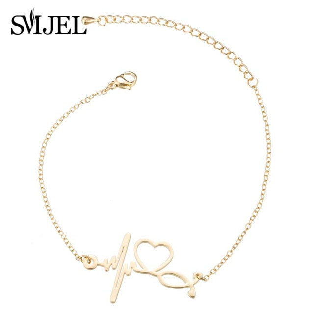 SMJEL Stainless Steel Mickey Bracelets for Women Everyday Jewelry Cute Geometric Charm Bracelet Wave Bracelet Femme Wedding Gift