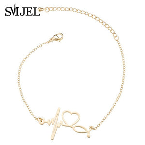 SMJEL Stainless Steel Mickey Bracelets for Women Everyday Jewelry Cute Geometric Charm Bracelet Wave Bracelet Femme Wedding Gift