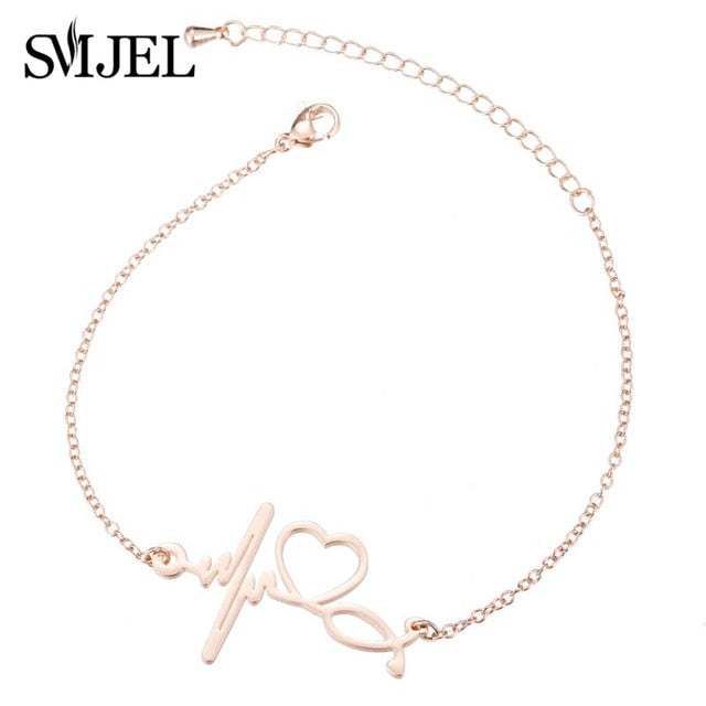 SMJEL Stainless Steel Mickey Bracelets for Women Everyday Jewelry Cute Geometric Charm Bracelet Wave Bracelet Femme Wedding Gift