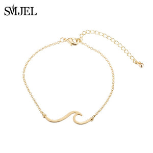 SMJEL Stainless Steel Mickey Bracelets for Women Everyday Jewelry Cute Geometric Charm Bracelet Wave Bracelet Femme Wedding Gift