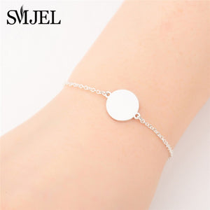 SMJEL Stainless Steel Mickey Bracelets for Women Everyday Jewelry Cute Geometric Charm Bracelet Wave Bracelet Femme Wedding Gift