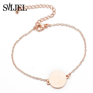 SMJEL Stainless Steel Mickey Bracelets for Women Everyday Jewelry Cute Geometric Charm Bracelet Wave Bracelet Femme Wedding Gift