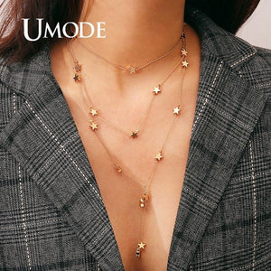 UMODE Simple Necklaces for Women Girls Chocker Layered Necklaces Moon Star Pendant Party Gifts Fashion Jewelry Vsco Things