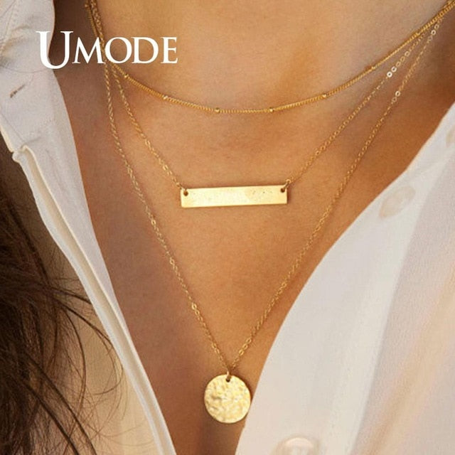 UMODE Simple Necklaces for Women Girls Chocker Layered Necklaces Moon Star Pendant Party Gifts Fashion Jewelry Vsco Things