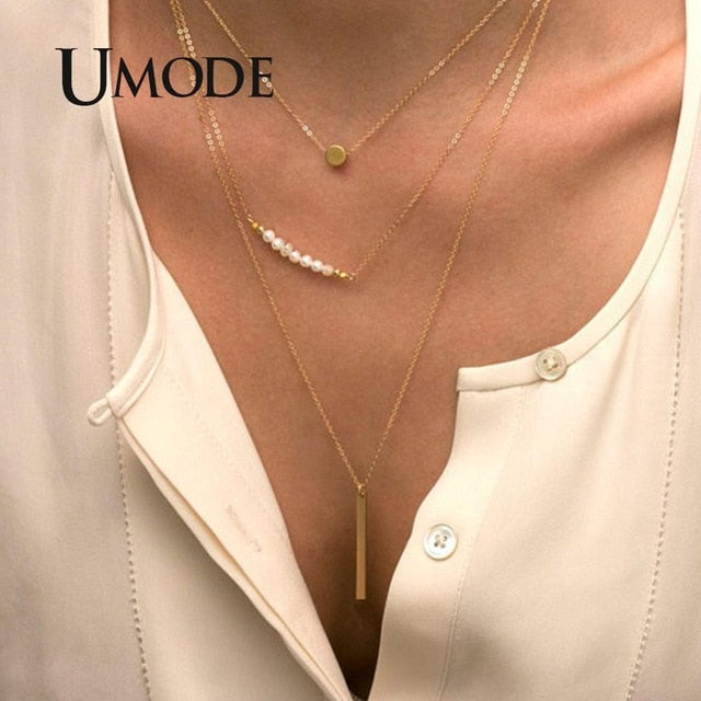 UMODE Simple Necklaces for Women Girls Chocker Layered Necklaces Moon Star Pendant Party Gifts Fashion Jewelry Vsco Things