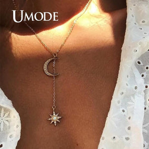 UMODE Simple Necklaces for Women Girls Chocker Layered Necklaces Moon Star Pendant Party Gifts Fashion Jewelry Vsco Things