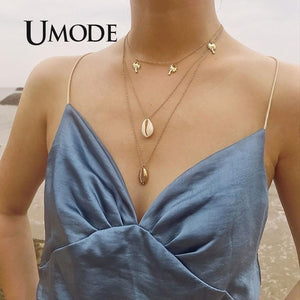 UMODE Simple Necklaces for Women Girls Chocker Layered Necklaces Moon Star Pendant Party Gifts Fashion Jewelry Vsco Things