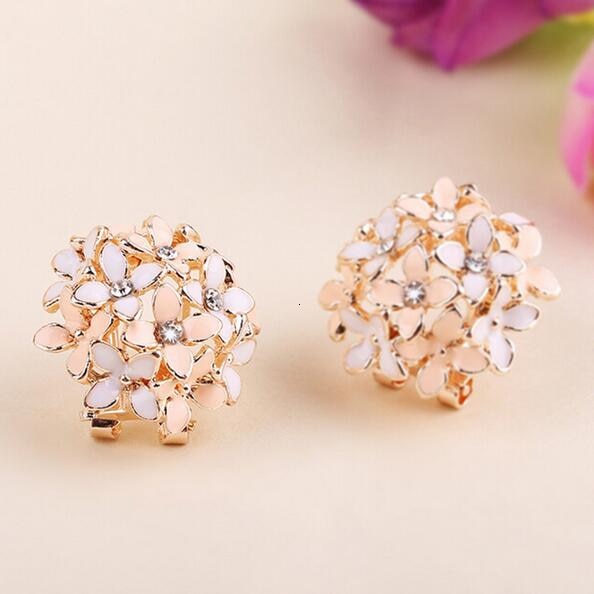 Stud Earrings for Women Female 2019 Boucle d'oreille Crystal Flower Clover Earring Gold Bijoux Jewelry Brincos Mujer