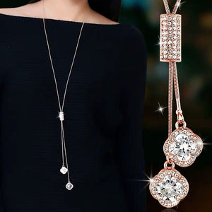 BYSPT Collier Femme Long Gray Crystal Necklaces & Pendants for Women Round Statement Necklace Maxi Colar Chain Fashion Jewelry