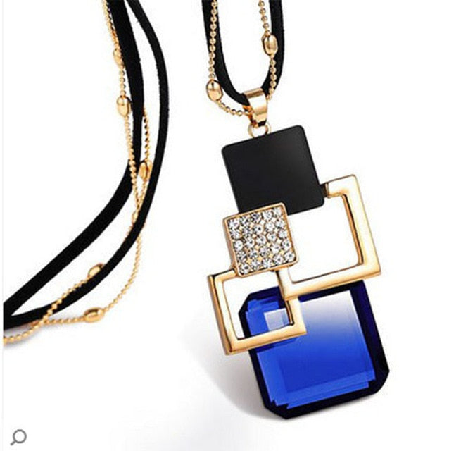 BYSPT Long Necklaces& Pendants for Women Collier Femme Geometric Statement Colar Maxi Fashion Crystal Jewelry Bijoux