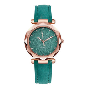 Dropshipping Women Romantic Starry Sky Wrist Watch Leather Rhinestone Designer Ladies Clock Simple Dress Gfit Montre Femme D30