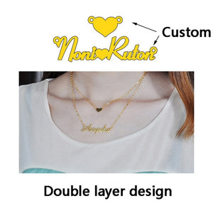 Atoztide Stainless Steel Personalized Custom Name Necklace Mirror Surface Gold Choker Necklace Pendant Nameplate Gift