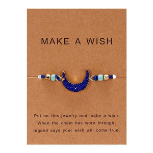 Make a Wish Card Resin Natural Stone Woven Charm Bracelets Crescent Moon Lucky Red String Bracelets Femme Fashion Jewelry Gift