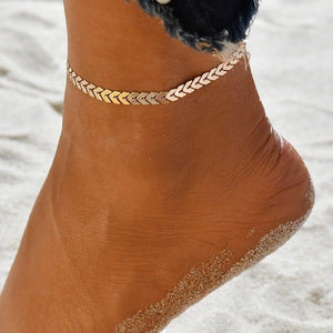 Gold Metal Shell Coconut Tree Female Anklets Barefoot Sandals Foot Summer Double Layers Anklets On Foot Ankle Bracelets