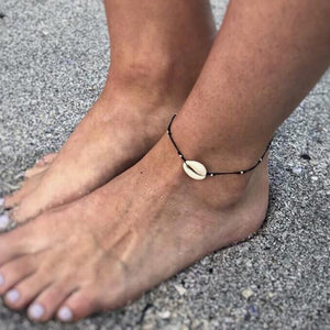 Gold Metal Shell Coconut Tree Female Anklets Barefoot Sandals Foot Summer Double Layers Anklets On Foot Ankle Bracelets