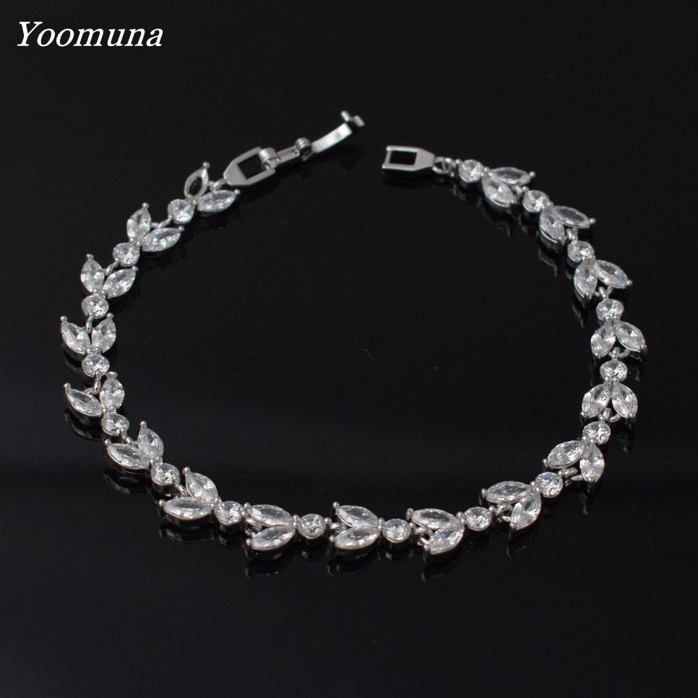 2019 new Bracelet korean Luxury Bracelets For Women Crystal Silver color cubic zircon Bracelets Femme Bridal Wedding Jewelry