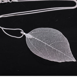 Fashion Jewelry Maxi Necklace Rose Gold Color Chain Real Leaf Charm Design Pendant Necklaces & Pendants Women collier femme Gift