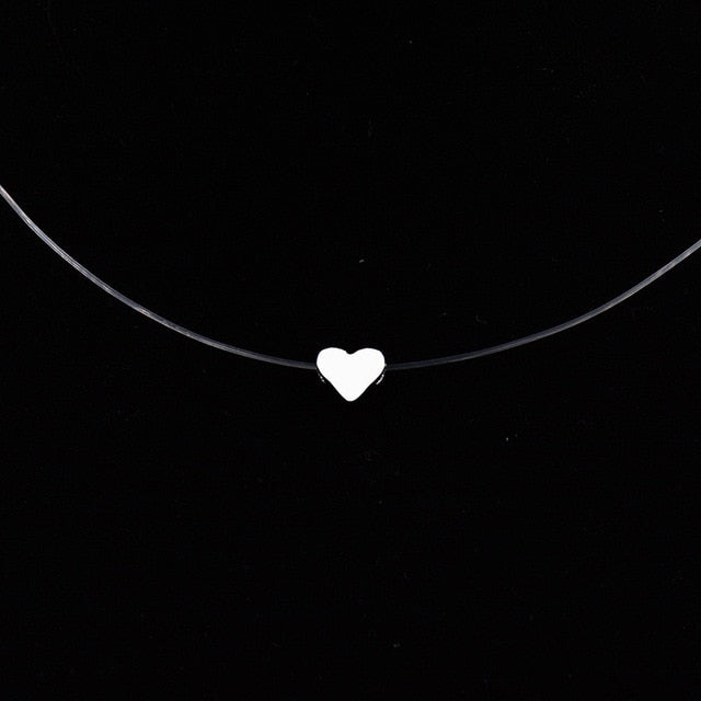 Hot Female Transparent Fishing Line Necklace Silver Invisible Chain Necklace Women Rhinestone Choker Necklace Collier Femme gift