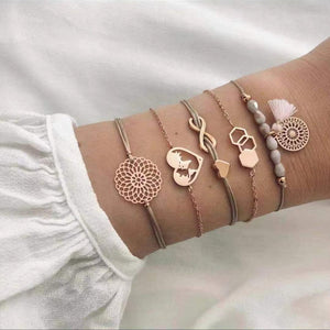 20 Styles Women Girls Mix Round alloy Crystal Marble Charm Bracelets Fashion Boho Heart Shell Letter Bracelets Sets Jewelry Gift