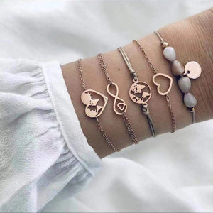 20 Styles Women Girls Mix Round alloy Crystal Marble Charm Bracelets Fashion Boho Heart Shell Letter Bracelets Sets Jewelry Gift