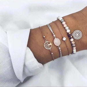 20 Styles Women Girls Mix Round alloy Crystal Marble Charm Bracelets Fashion Boho Heart Shell Letter Bracelets Sets Jewelry Gift