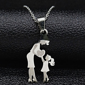 Fashion Mom and Daughter Stainless Steel Chain Necklace Silver Color Necklaces Pendants Jewelry moda mujer 2019 N19034