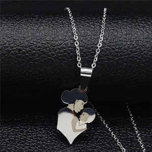 Fashion Mom and Daughter Stainless Steel Chain Necklace Silver Color Necklaces Pendants Jewelry moda mujer 2019 N19034