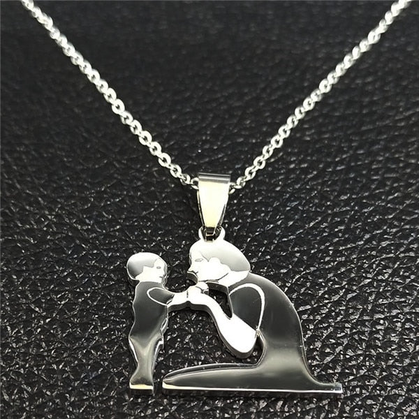 Fashion Mom and Daughter Stainless Steel Chain Necklace Silver Color Necklaces Pendants Jewelry moda mujer 2019 N19034