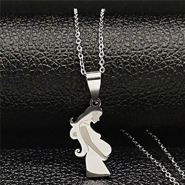 Fashion Mom and Daughter Stainless Steel Chain Necklace Silver Color Necklaces Pendants Jewelry moda mujer 2019 N19034