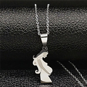 Fashion Mom and Daughter Stainless Steel Chain Necklace Silver Color Necklaces Pendants Jewelry moda mujer 2019 N19034