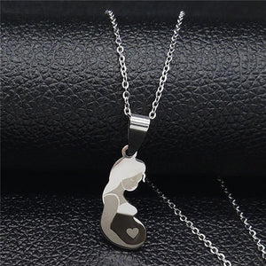 Fashion Mom and Daughter Stainless Steel Chain Necklace Silver Color Necklaces Pendants Jewelry moda mujer 2019 N19034