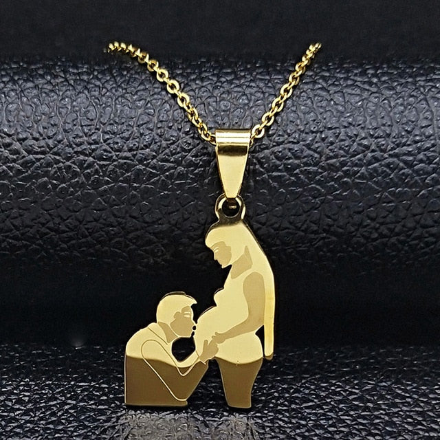 Fashion Mom and Daughter Stainless Steel Chain Necklace Silver Color Necklaces Pendants Jewelry moda mujer 2019 N19034