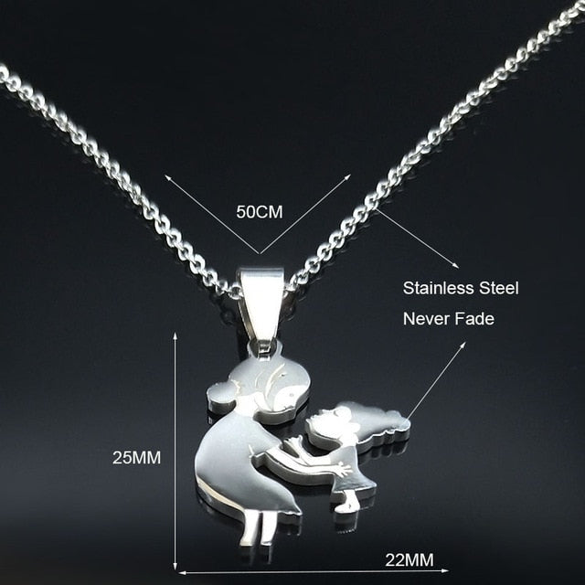 Fashion Mom and Daughter Stainless Steel Chain Necklace Silver Color Necklaces Pendants Jewelry moda mujer 2019 N19034