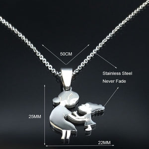 Fashion Mom and Daughter Stainless Steel Chain Necklace Silver Color Necklaces Pendants Jewelry moda mujer 2019 N19034