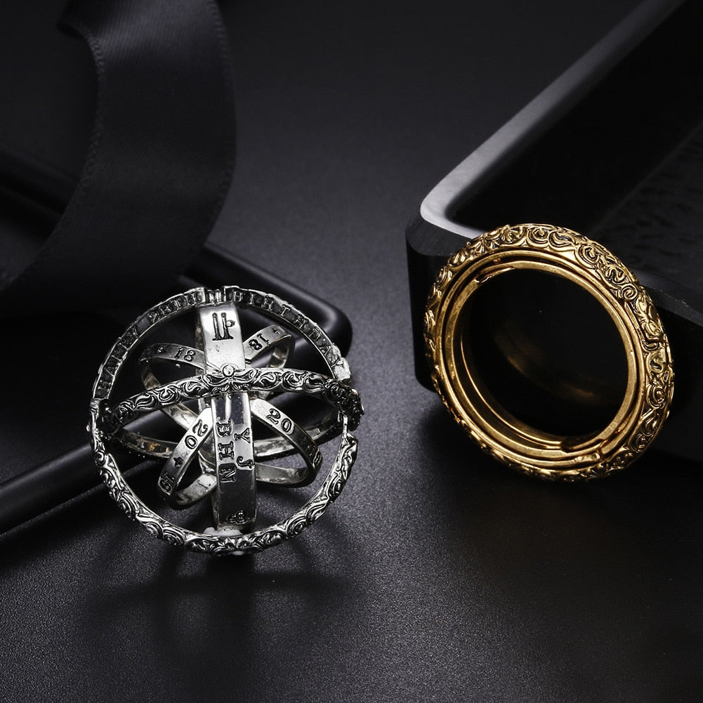 Silver Astronomical Ball Ethnic Vintage Ring Anniversary Creative Finger Ring Men Fashion Jewelry Gifts