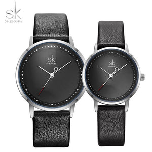 Shengke Fashion Lovers Couple Watches Leather Strap Women Wristwatch Man Watch Japanese Quartz Relogio Saat Reloj Montre Gift