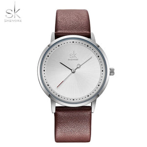 Shengke Fashion Lovers Couple Watches Leather Strap Women Wristwatch Man Watch Japanese Quartz Relogio Saat Reloj Montre Gift