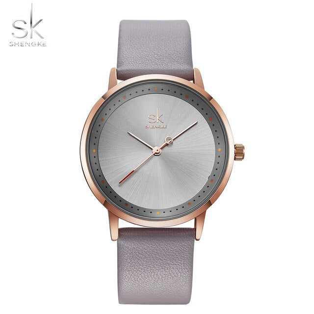 Shengke Fashion Lovers Couple Watches Leather Strap Women Wristwatch Man Watch Japanese Quartz Relogio Saat Reloj Montre Gift