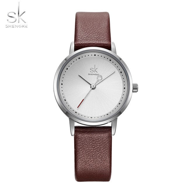 Shengke Fashion Lovers Couple Watches Leather Strap Women Wristwatch Man Watch Japanese Quartz Relogio Saat Reloj Montre Gift