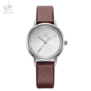 Shengke Fashion Lovers Couple Watches Leather Strap Women Wristwatch Man Watch Japanese Quartz Relogio Saat Reloj Montre Gift