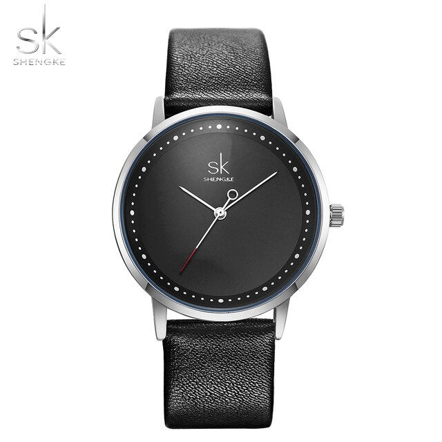 Shengke Fashion Lovers Couple Watches Leather Strap Women Wristwatch Man Watch Japanese Quartz Relogio Saat Reloj Montre Gift