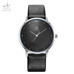 Shengke Fashion Lovers Couple Watches Leather Strap Women Wristwatch Man Watch Japanese Quartz Relogio Saat Reloj Montre Gift