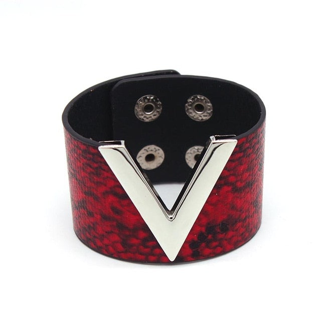 D&D Fashion Leopard Charm Leather Bracelets For Women Simple All-Match OL V Word Wide Cuff Bracelet Femme 2019 New Hand Jewelry