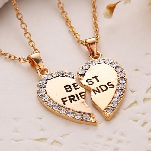 Best Friends Necklace 2 Parts Charming Splice Broken Heart Letter Pendant Forever Silver And Gold Friendship Jewelry Wholesale