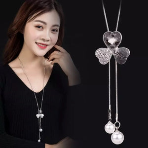 BYSPT Collier Femme Long Gray Crystal Necklaces & Pendants for Women Round Statement Necklace Maxi Colar Chain Fashion Jewelry