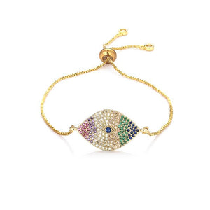 Women's cz rainbow gold bracelets bangles devil's eye bracelet zircons colorful rainbow bracelet femme jewelry accessories gift