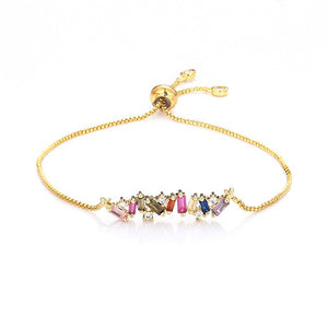 Women's cz rainbow gold bracelets bangles devil's eye bracelet zircons colorful rainbow bracelet femme jewelry accessories gift