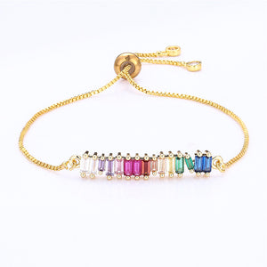 Women's cz rainbow gold bracelets bangles devil's eye bracelet zircons colorful rainbow bracelet femme jewelry accessories gift